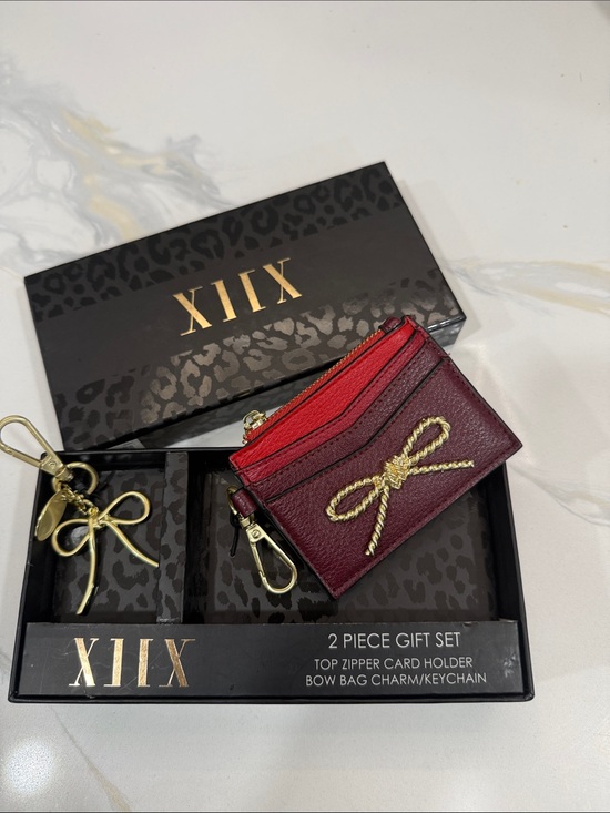 Accessories - Burgundy and Red Bow Card Holder & Keychain Set